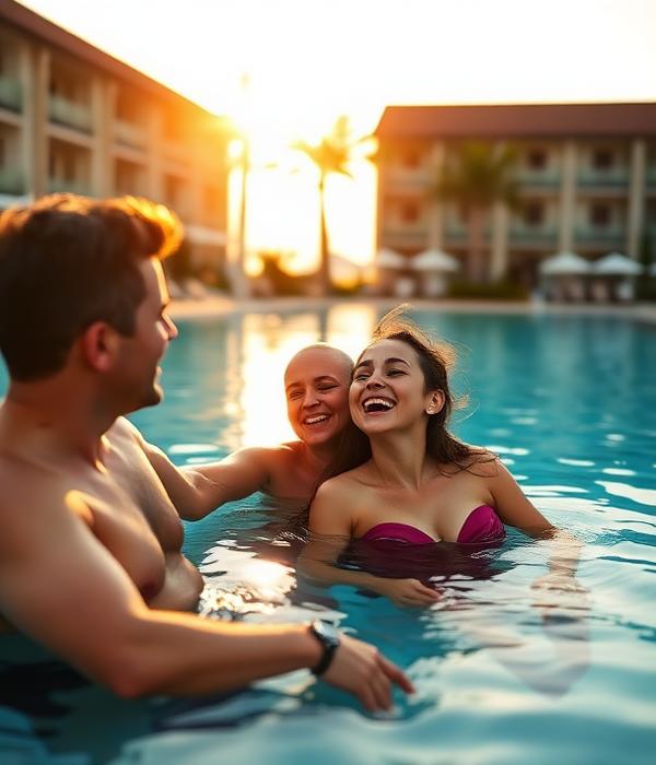 Família aproveitando resort