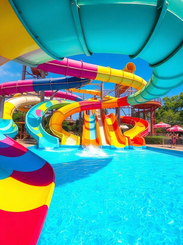 Parque aquático com tobogãs